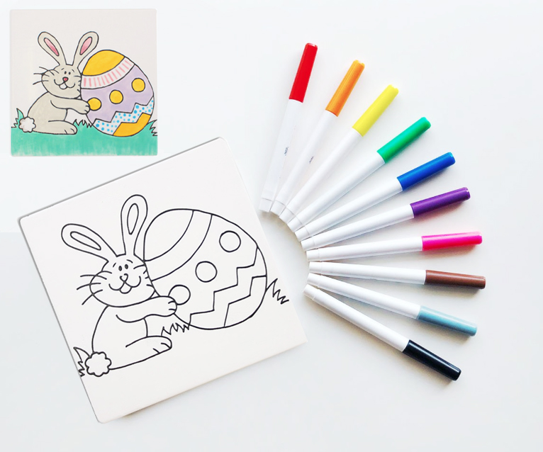 Download NEW 'Coloring Book' Easter Bunny Party Tile To-Go - Fused Glass | Pottery Painting | Sebastopol
